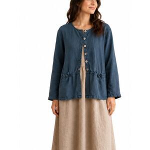 California Threads Womens 100% linen Long sleeve Tunic Dress Womens M/L